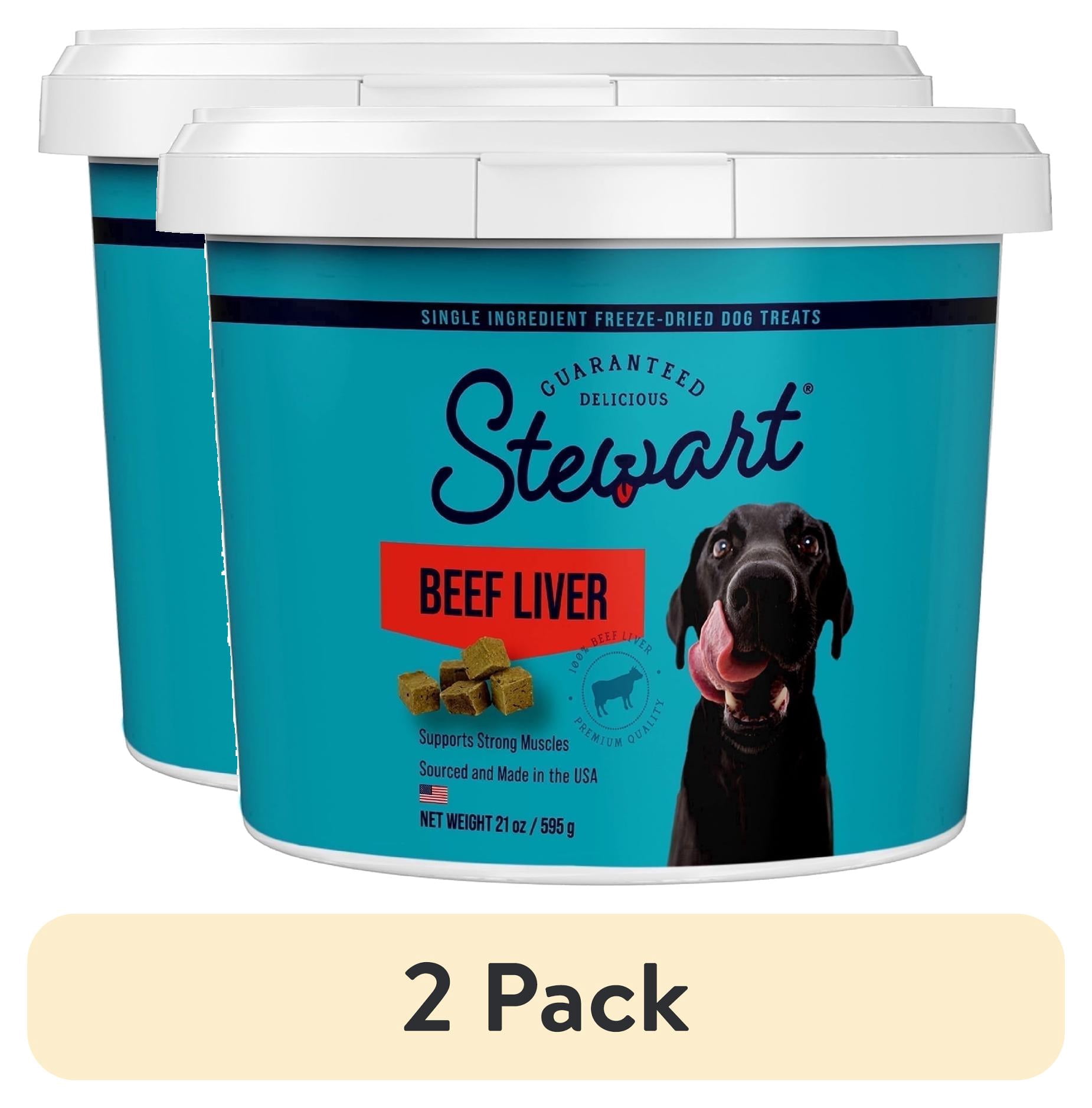(2 pack) Stewart Freeze Dried Raw Beef Liver Training Treats or Meal Topper for Dogs, 21 oz Tub