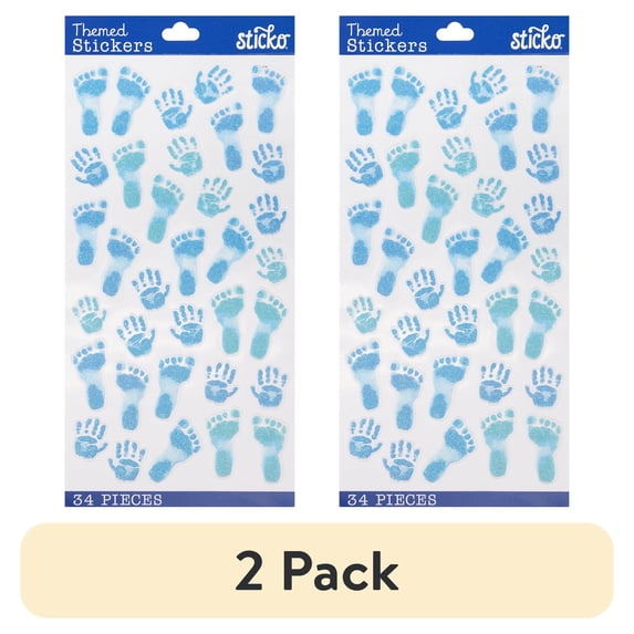 (2 pack) Sticko Classic Themed Stickers Plastic Baby Blue Hand & Foot ...