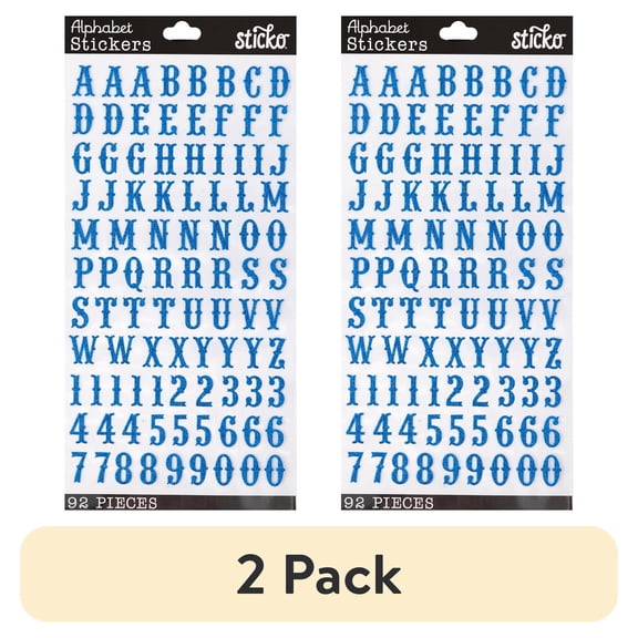 (2 pack) Sticko Solid Carnival Blue Alphabet Vinyl Stickers, 92 Pieces