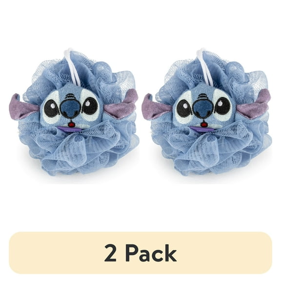 (2 pack) Stitch 3D Loofah, Kids, 5", Polyester, Blue, Disney