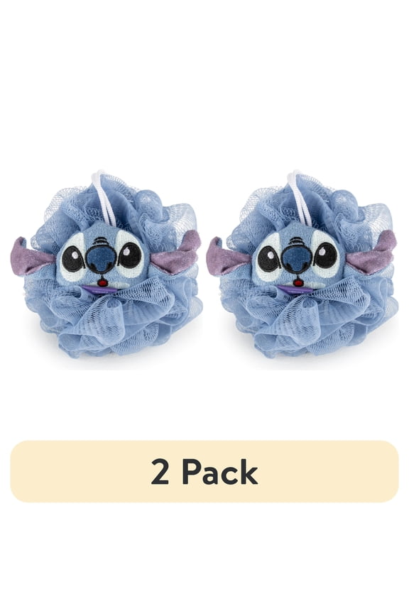 (2 pack) Stitch 3D Loofah, Kids, 5", Polyester, Blue, Disney