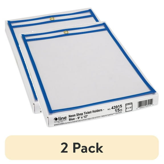 (2 pack) C-Line 43915 9 in. x 12 in. Inserts Top Load Super Heavy Stitched Shop Ticket Holders - Clear (15/Box)