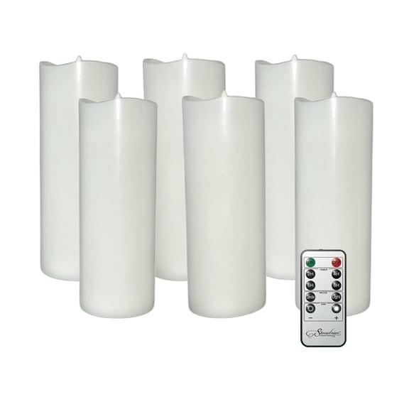 (2 pack) Stonebriar LED Pillar Candles — Remote & Timer, Real Wax Flameless Candles for Home Décor, Weddings & Events, Pack of 6, White, 3" x 8"