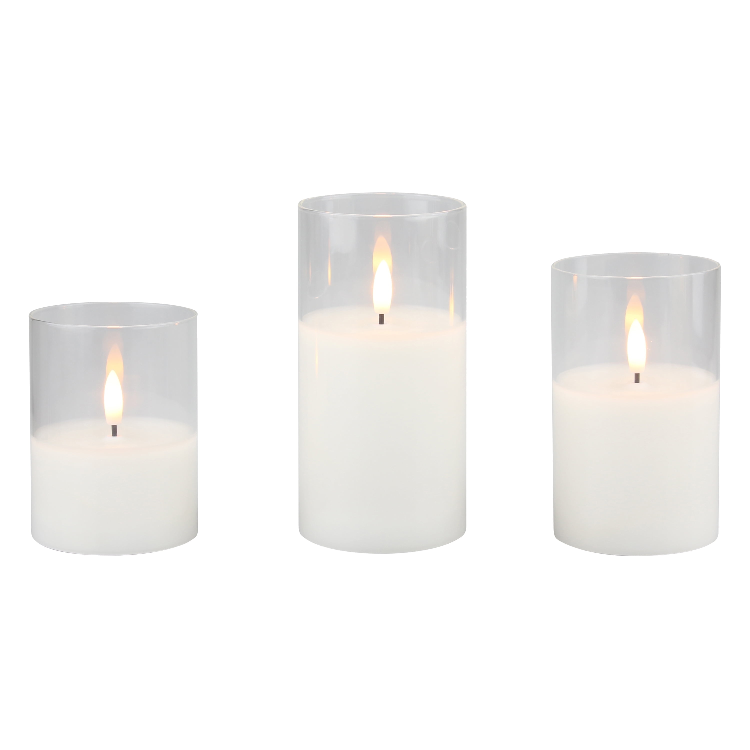 (2 pack) Stonebriar Collection Flameless LED Clear Glass Hurricane with Timer and Remote
