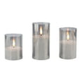 thumbnail image 1 of (2 pack) Stonebriar Collection Flameless LED Pillar Smoke Luster Glass Hurricane Candle with Timer and Remote, 1 of 7