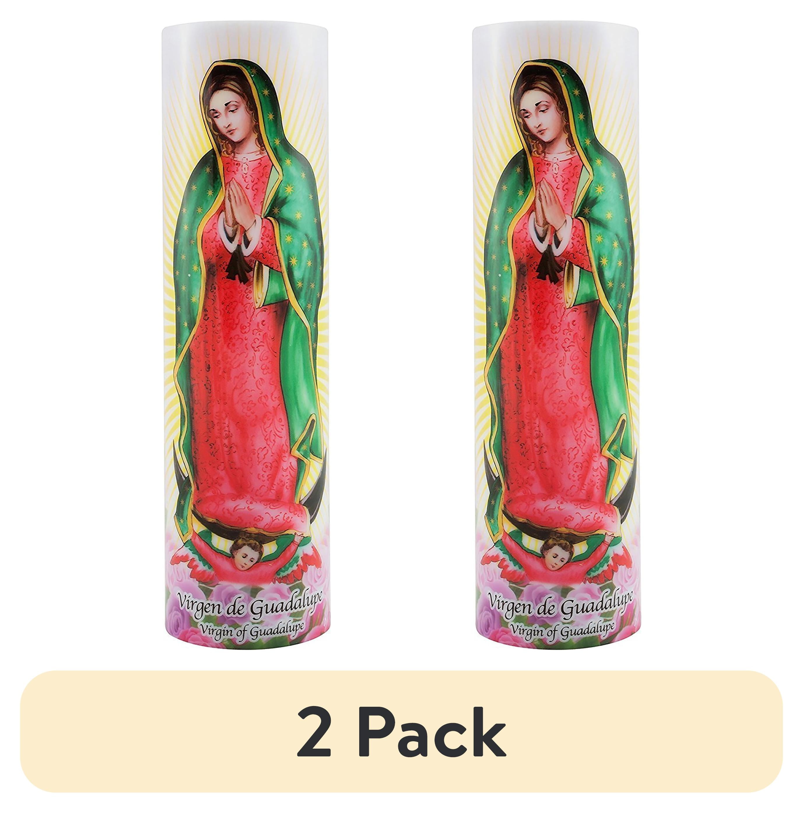 (2 pack) Stonebriar Flameless LED 8" Multi-color Religious Prayer Pillar Candle with Automatic Timer