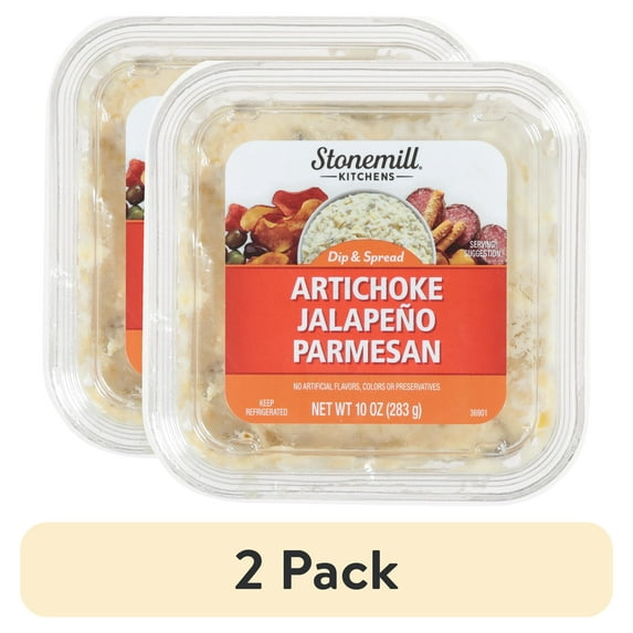 (2 pack) Stonemill Kitchens Artichoke, Jalapeno & Parmesan Premium Dip, 10 oz Tub (Refrigerated)