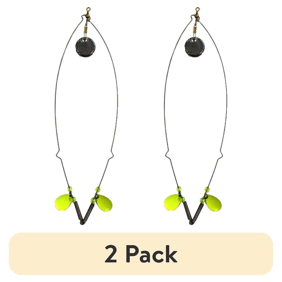 (2 pack) Stopper Lures Weighted Wire Spreader Perch Rig Fishing Equipment, Chartreuse Blades, 18", 2-pack