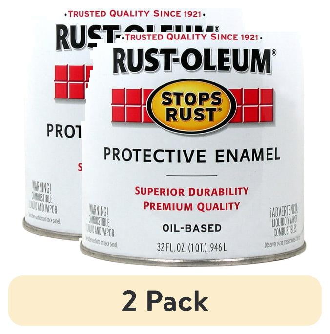 (2 pack) Rust-Oleum 7798502 Stops Rust Brush On Paint, Quart, Semi ...