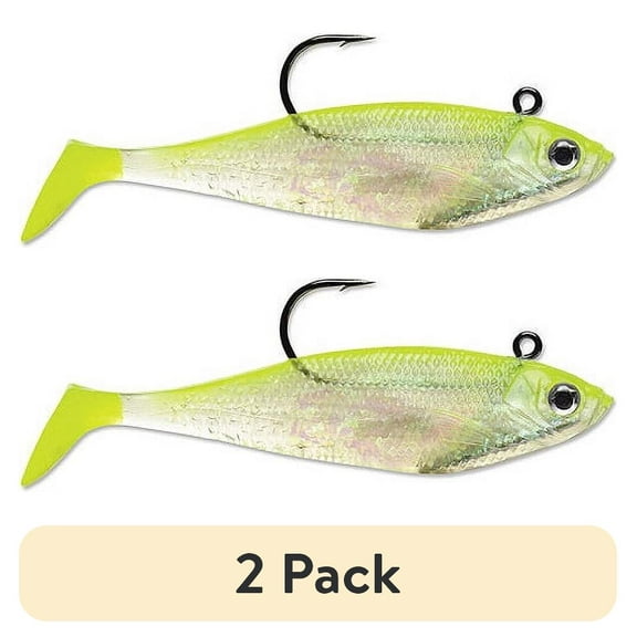 (2 pack) Storm WildEye Swim Shad 2" Fishing Lure 1/8oz Shiner Chartreuse Silver 3pcs
