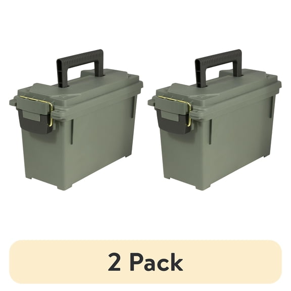(2 pack) Strategy Field Ammo Box 11.6" x 5.2" x 7.2" Plastic OD Green