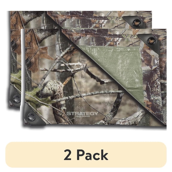(2 pack) Strategy True Cover Weather Resistant Camo Tarp 10’ x 8’ All Purpose Polyethylene