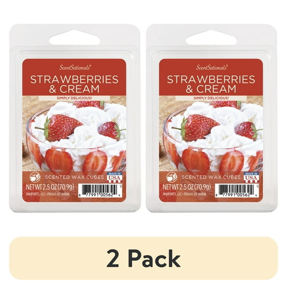 (2 pack) Strawberries & Cream Scented Wax Melts, ScentSationals, 2.5 oz