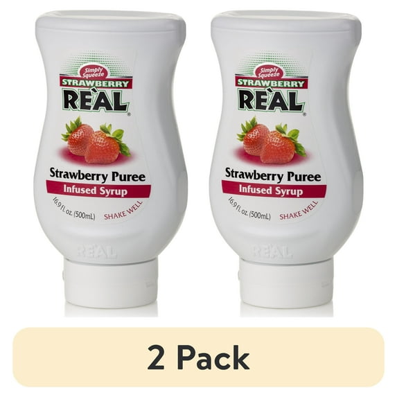 (2 pack) Strawberry Real Strawberry Puree Infused Syrup, 16.9 Fl Oz