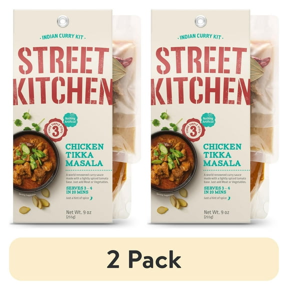 (2 pack) Street Kitchen Chicken Tikka Masala Indian Meal Kit, 9 oz, Shelf Stable