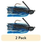 (2 pack) Strike King Bleeding Jig 1/4oz Silicone Skirt Fishing Lure for Bass, 3D Eyes, 3-Count