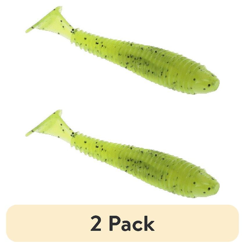 (2 pack) Strike King Saltwater Rage Swimmer 3.75 inch Soft Swimbait Fishing Lure, Chartruese Silver