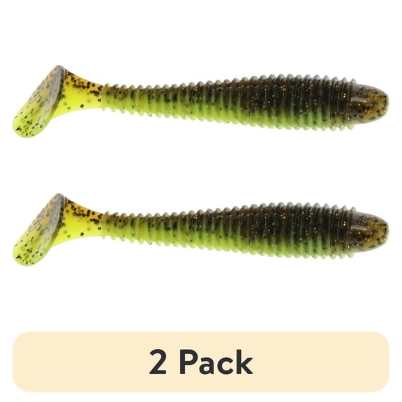 (2 pack) Strike King Saltwater Rage Swimmer 3.75 inch Soft Swimbait Fishing Lure, Guacamole