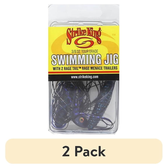 (2 pack) Strike King Tour Grade Swim Jig 3/8 oz Rage Menace Black Blue Swim Jig Lure