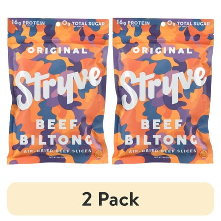 (2 pack) Stryve Zero Sugar Original Beef Biltong Beef Slices 8oz Resealable Bag