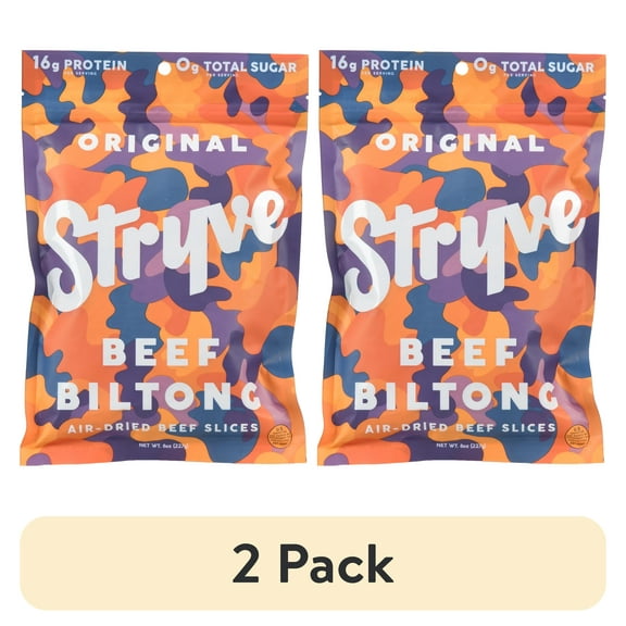 (2 pack) Stryve Zero Sugar Original Beef Biltong Beef Slices 8oz Resealable Bag