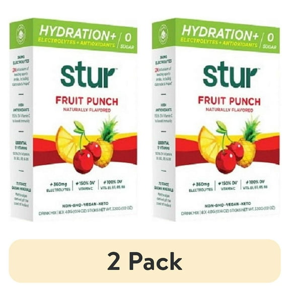 (2 pack) Stur Hydration+ Fruit Punch Electrolyte Drink Mix