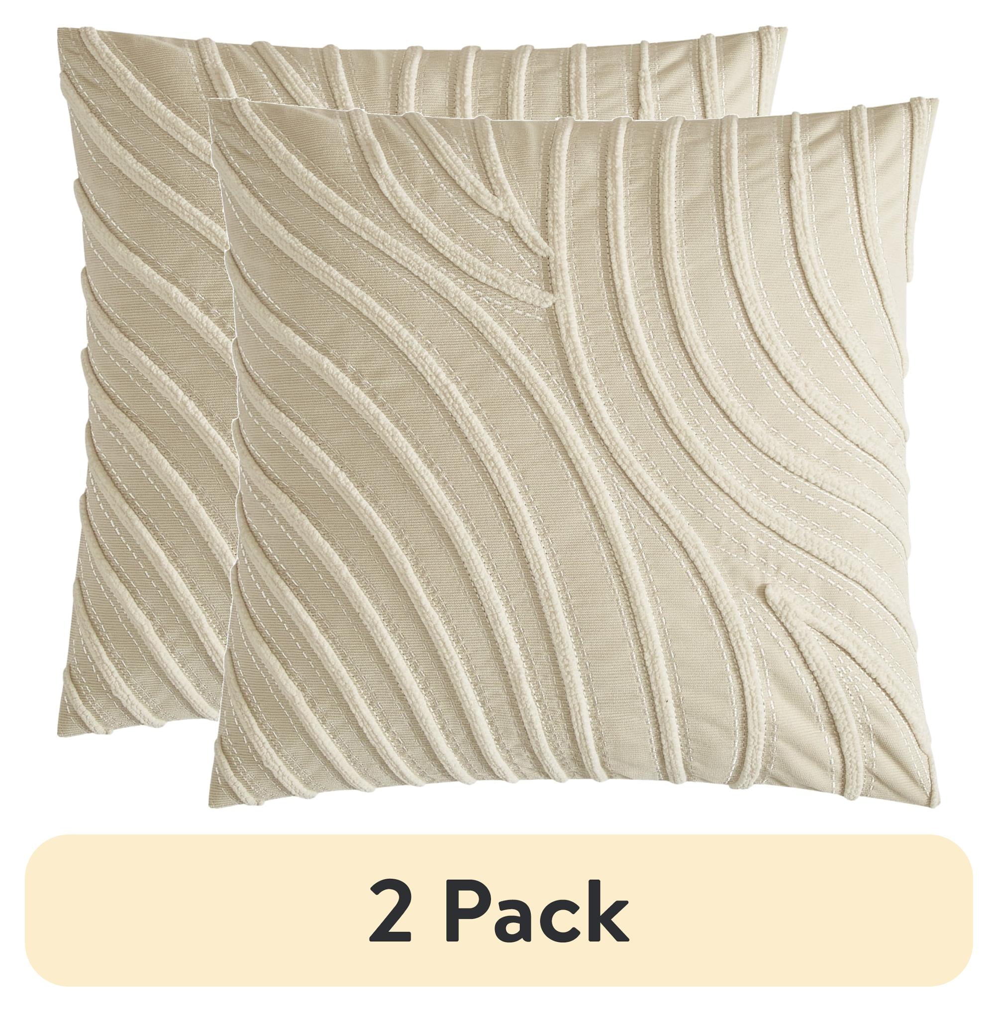 (2 pack) Style House White Waves Aiden Pillow for Adults, 20"x 20," Home Decor Collection