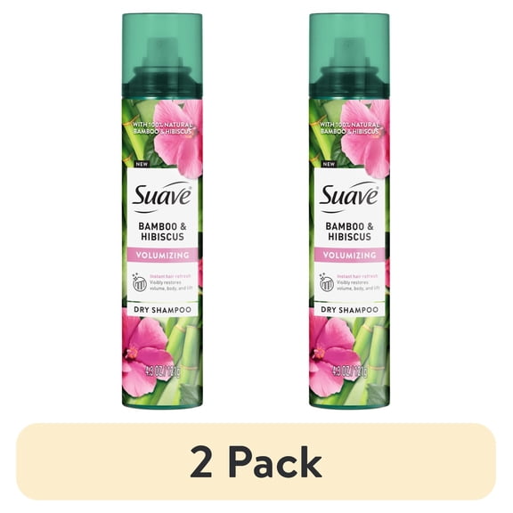 (2 pack) Suave Bamboo and Hibiscus Volumizing Dry Shampoo Spray, Weightless Volume and Lift, 4.3 oz