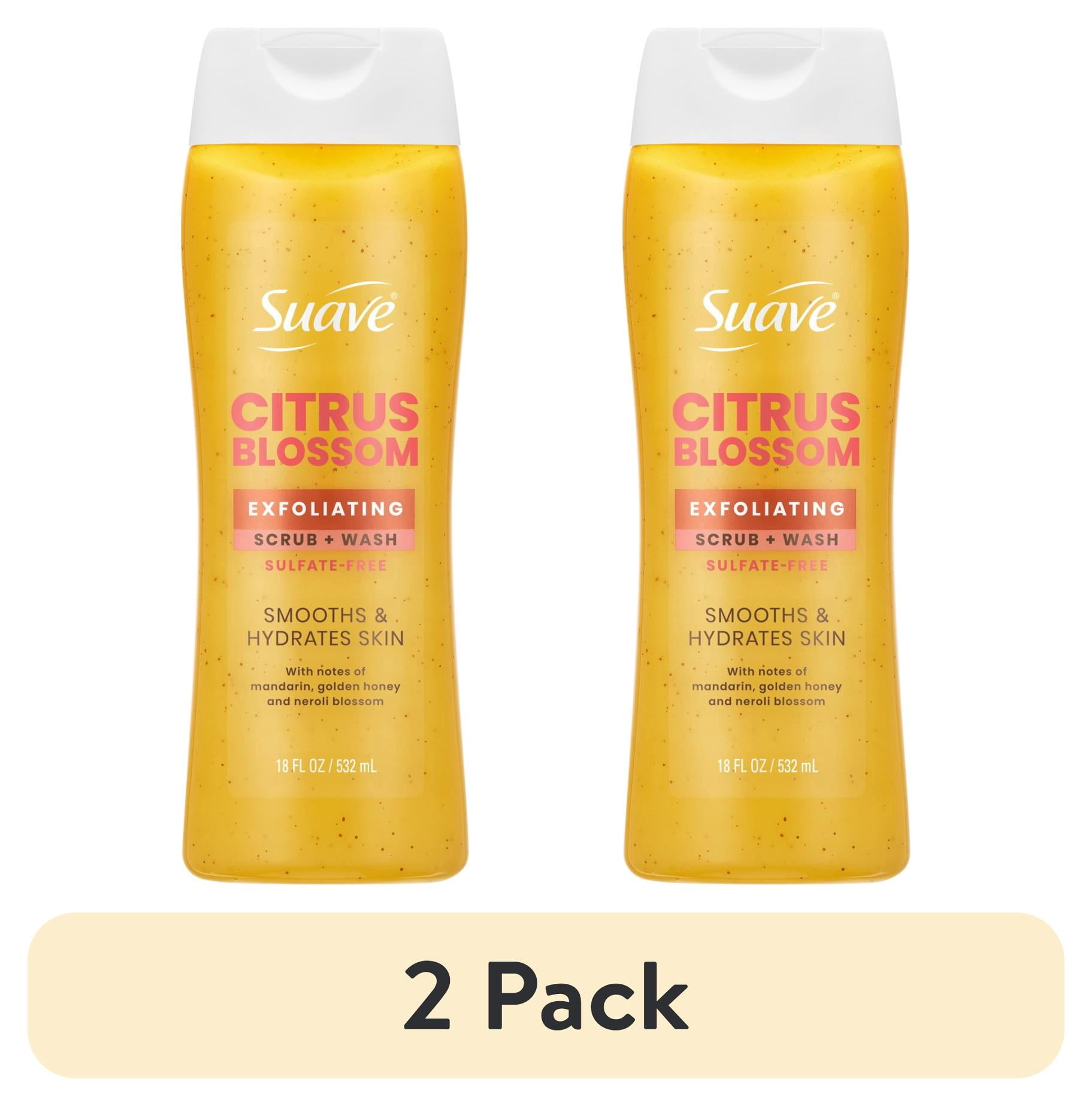(2 pack) Suave Citrus Blossom Exfoliating Body Wash & Scrub With Glycerin & Vitamin E, 18 FL OZ