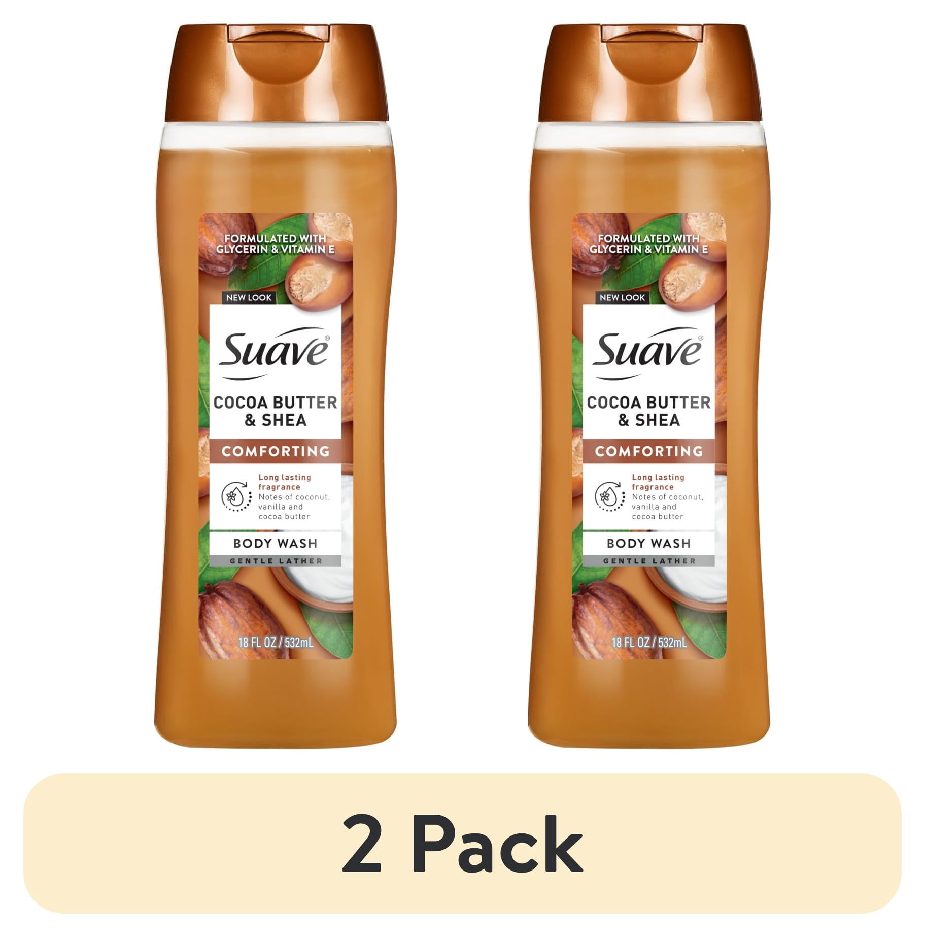 (2 pack) Suave Cocoa Butter + Shea Moisturizing Body Wash with Glycerin & Vitamin E, 18 FL OZ