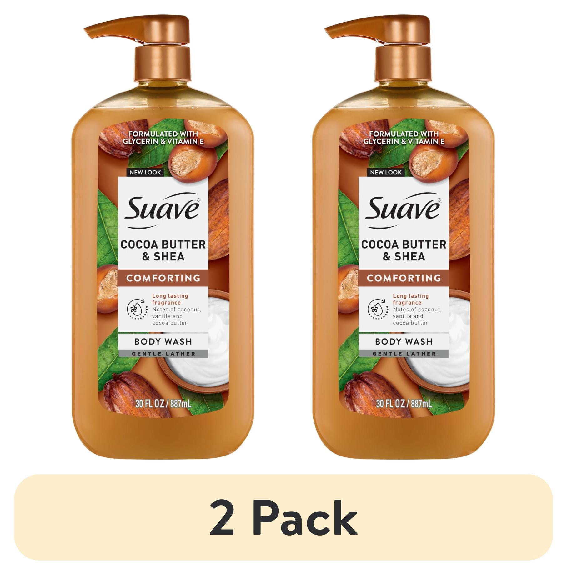 (2 pack) Suave Cocoa Butter + Shea Moisturizing Body Wash with Glycerin & Vitamin E, 30 FL OZ Pump