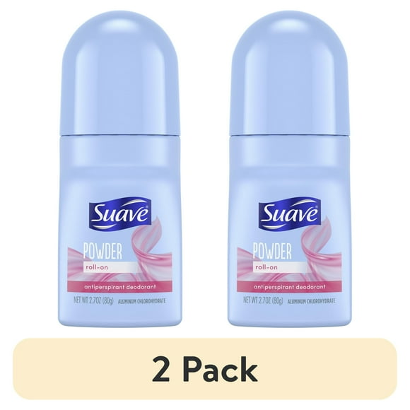 (2 pack) Suave Deodorant and Antiperspirant, Roll On, Powder, Unisex 2.7 oz