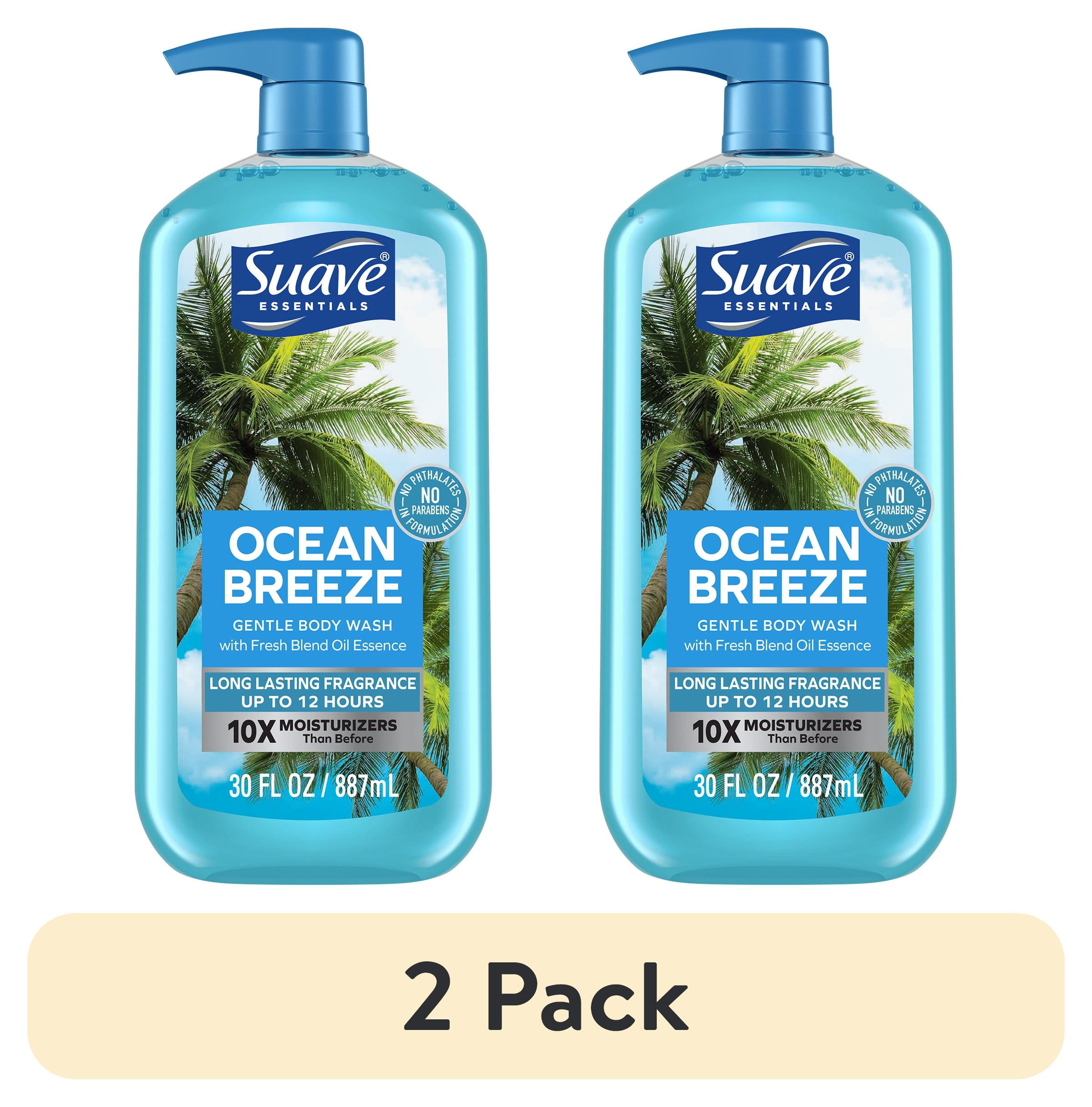 (2 pack) Suave Essentials Body Wash, Ocean Breeze, 30 oz