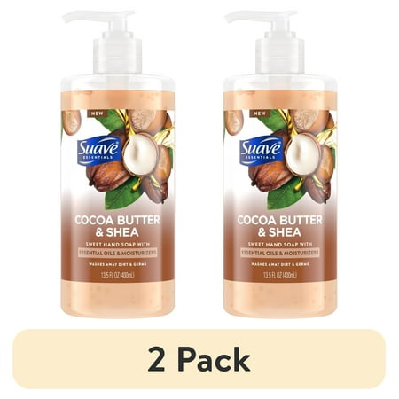 (2 pack) Suave Essentials Liquid Hand Soap, Cocoa Butter & Shea Butter with Essential Oils & Moisturizers, 13.5 fl oz