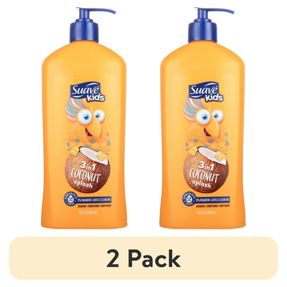 (2 pack) Suave Kids 2-in-1 Shampoo & Conditioner, Smoothing, Coconut Splash, Tear Free Formula, 18 fl oz