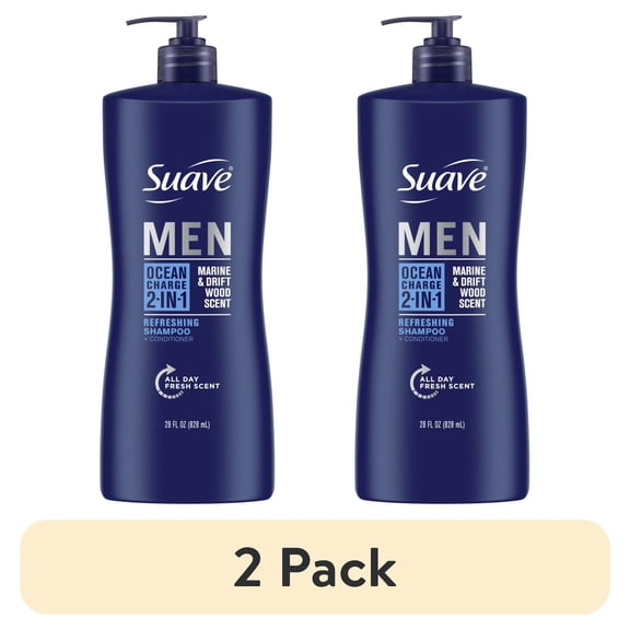 (2 pack) Suave Professionals Men 2-in-1 Shampoo & Conditioner, Moisturizing, Ocean Charge, 28 fl oz