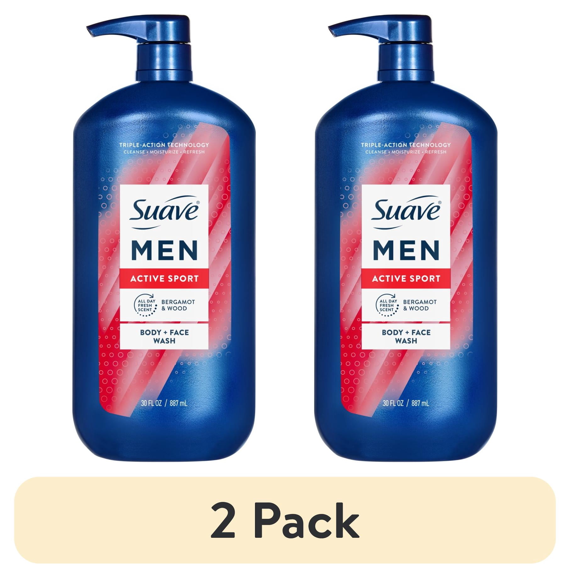 (2 pack) Suave Men Active Sport 2-in-1 Body & Face Wash with Glycerin & Vitamin E, 30 FL OZ
