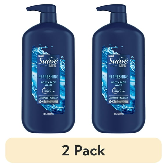 (2 pack) Suave Men Face & Body Wash, Refreshing, 30 oz