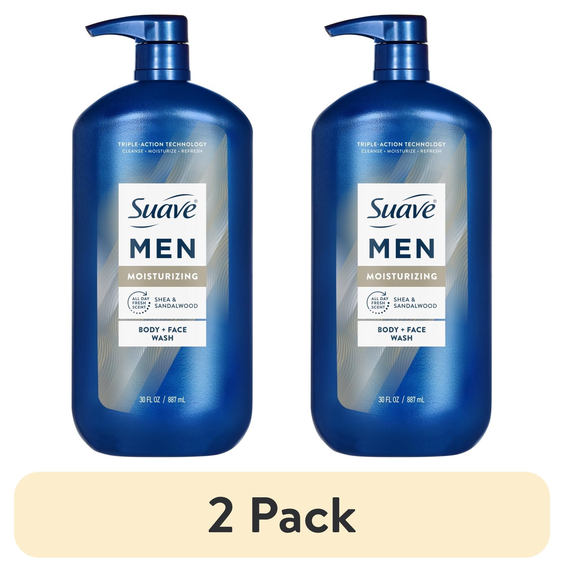 (2 pack) Suave Men Moisturizing 2-in-1 Body & Face Wash with Glycerin & Vitamin E, 30 FL OZ