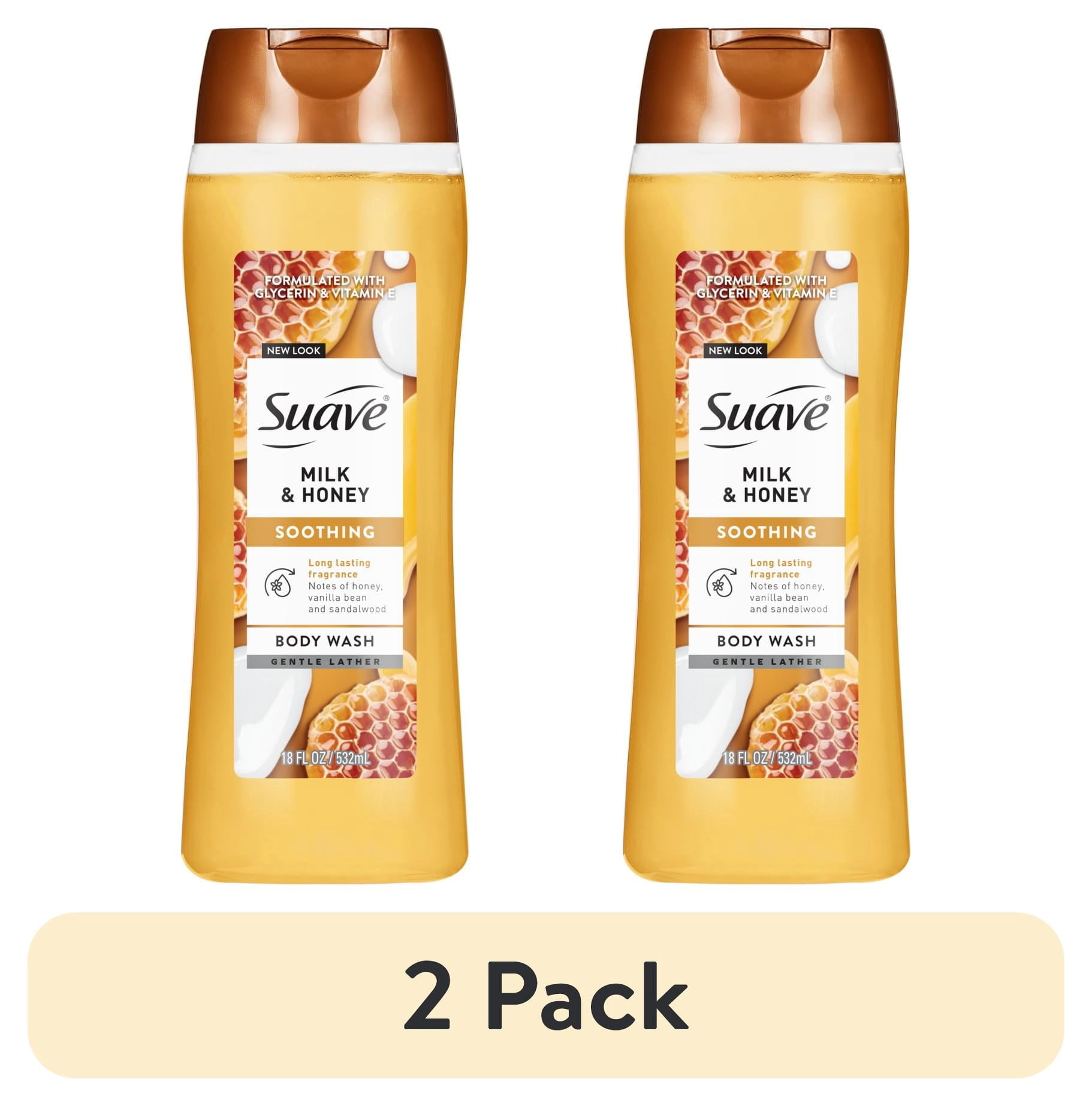 (2 pack) Suave Milk & Honey Moisturizing Body Wash with Glycerin & Vitamin E, 18 FL OZ