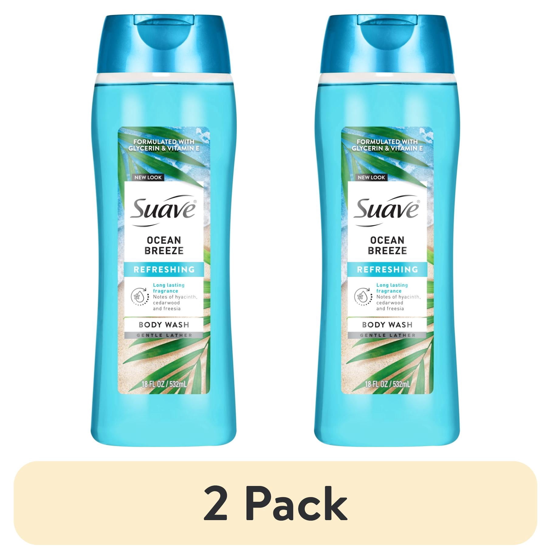 (2 pack) Suave Ocean Breeze Moisturizing Body Wash with Glycerin & Vitamin E, 18 FL OZ