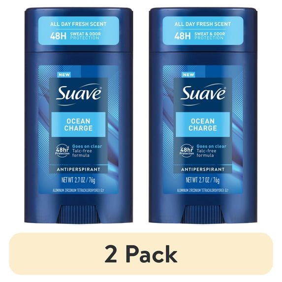 (2 pack) Suave Ocean Charge Men’s Antiperspirant Deodorant, Marine & Driftwood Scent, 48-Hour Protection, 2.7 oz