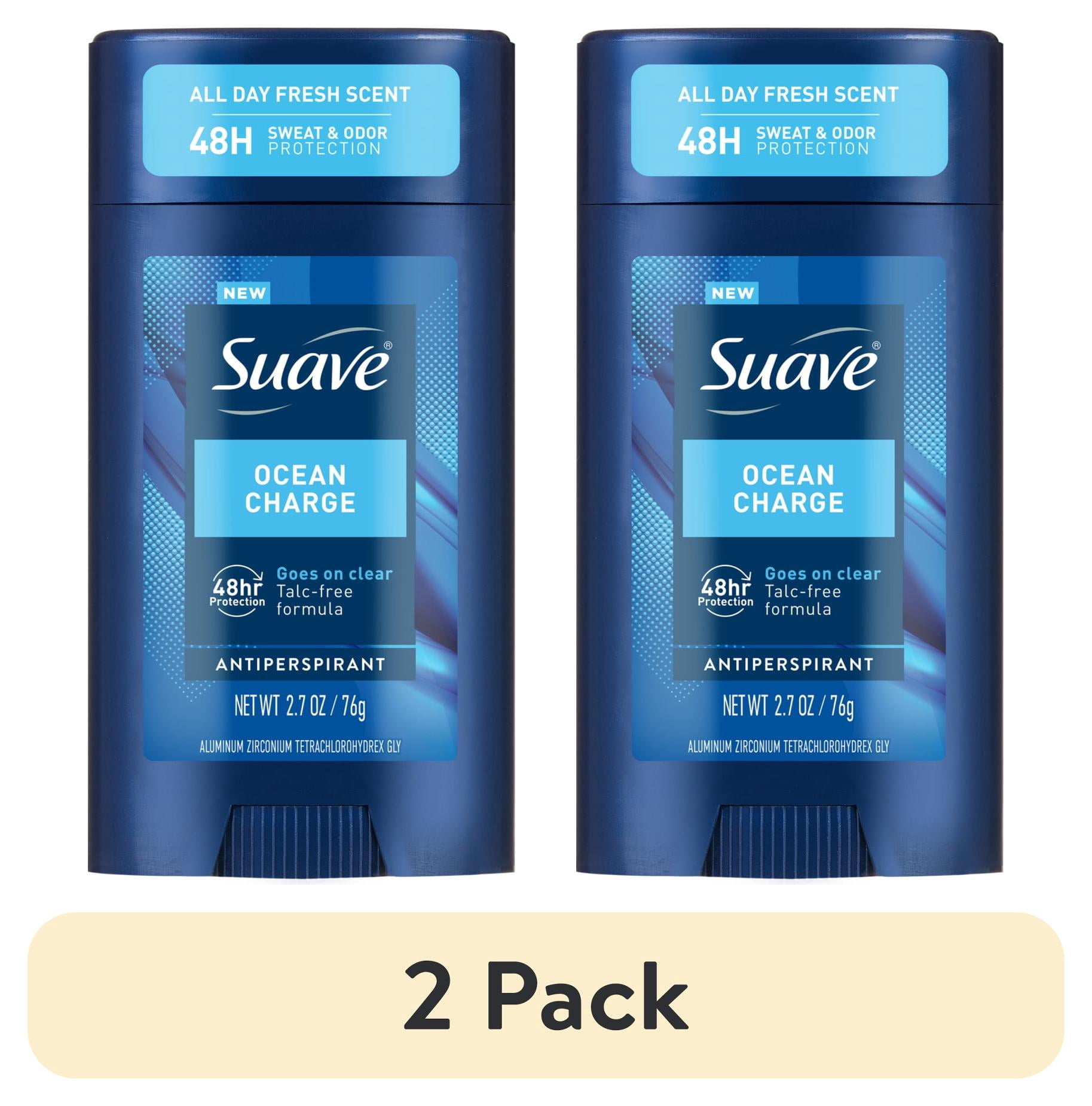 (2 pack) Suave Ocean Charge Men’s Antiperspirant Deodorant, Marine & Driftwood Scent, 48-Hour Protection, 2.7 oz