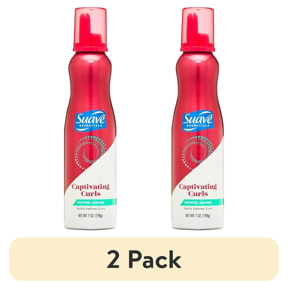 (2 pack) Suave Captivating Curls Whipped Curl Defining Hair Mousse, 24 Hour Frizz Control, 7 OZ