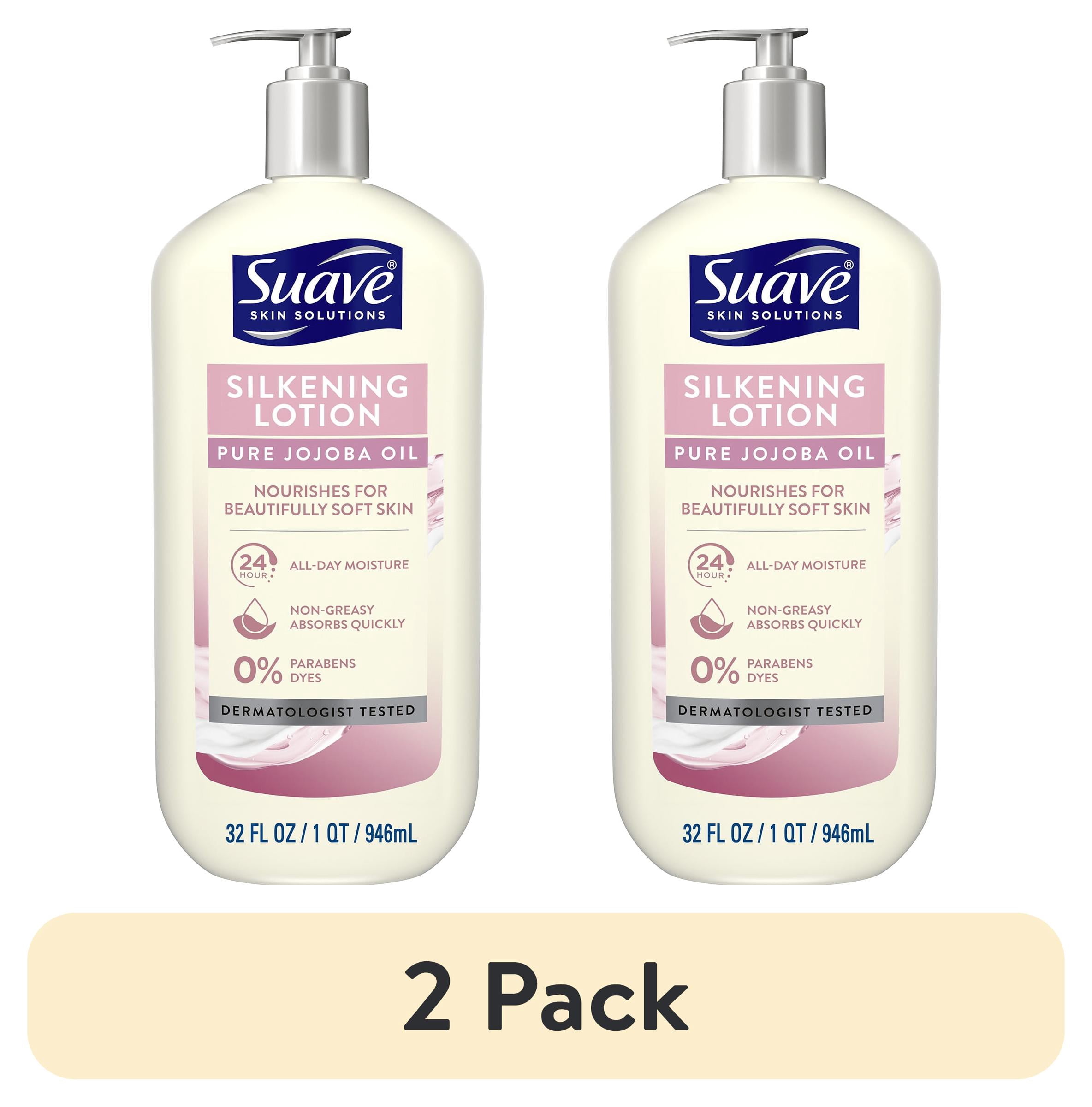 (2 pack) Suave Skin Solutions Silkening Body Lotion for Dry Skin with Baby Oil, All Skin Types, 32 oz