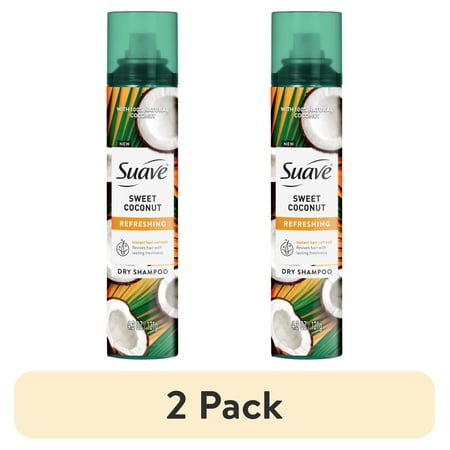 (2 pack) Suave Sweet Coconut Refreshing Dry Shampoo, for Reviving Dull or Limp Hair, 4.3 oz