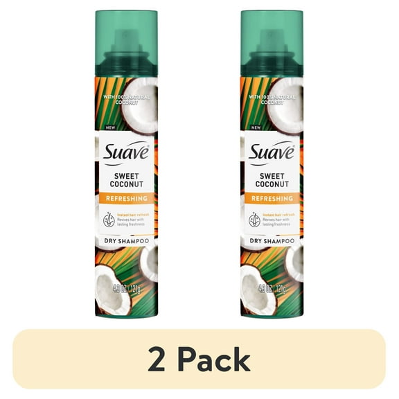 (2 pack) Suave Sweet Coconut Refreshing Dry Shampoo, for Reviving Dull or Limp Hair, 4.3 oz