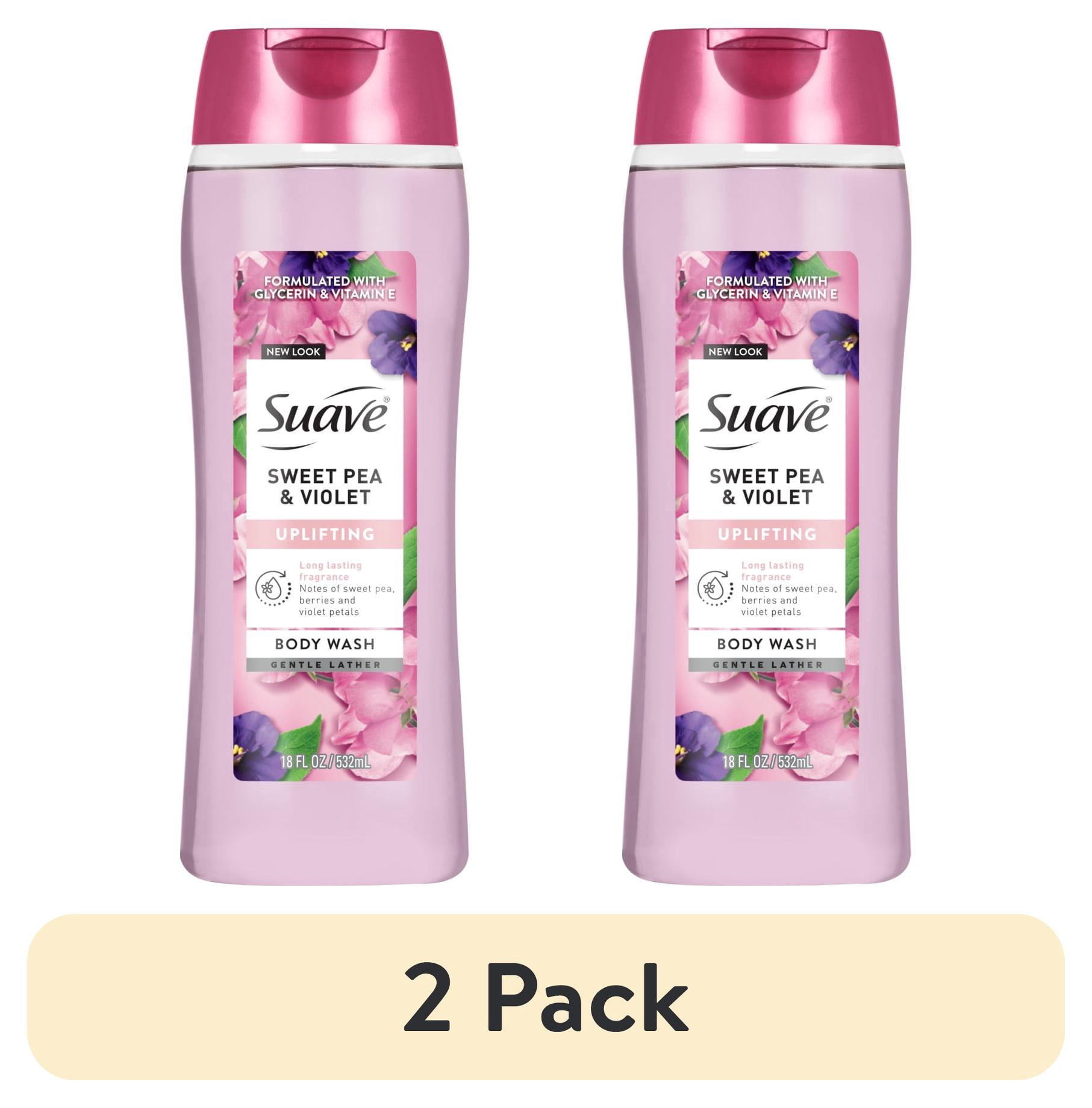 (2 pack) Suave Sweet Pea & Violet Moisturizing Body Wash with Glycerin & Vitamin E, 18 fl oz