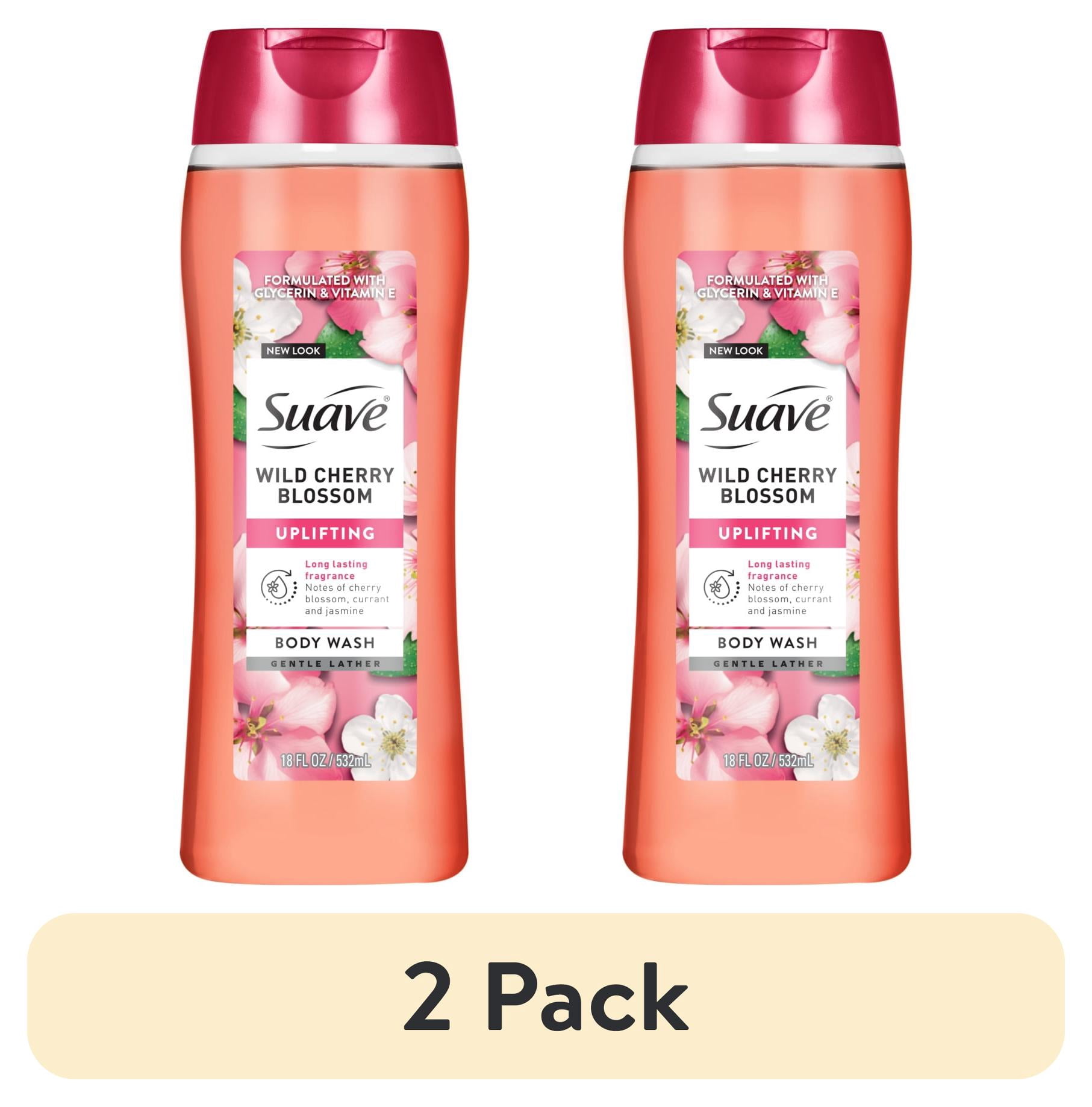 (2 pack) Suave Wild Cherry Blossom Moisturizing Body Wash with Glycerin & Vitamin E, 18 FL OZ