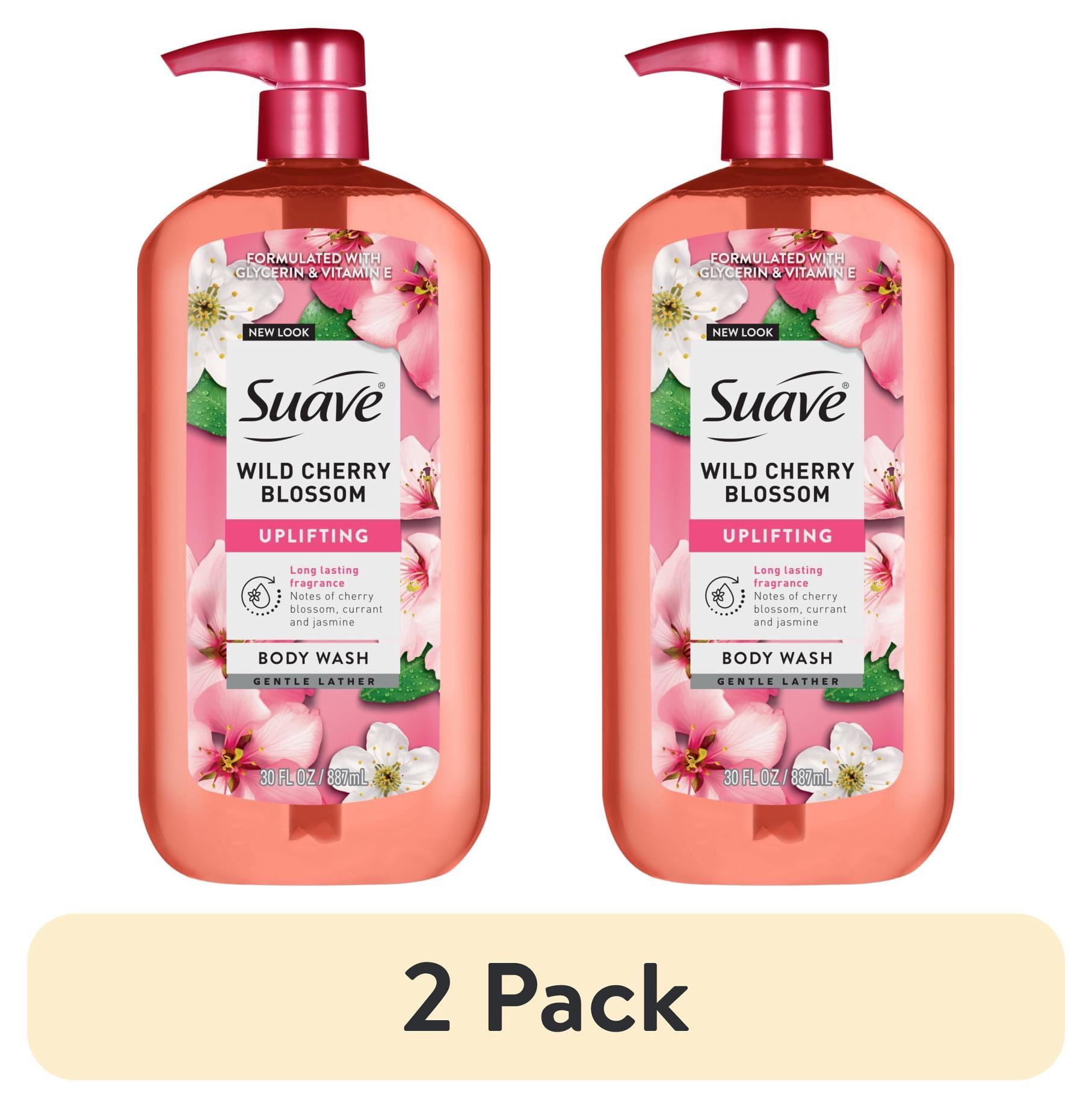 (2 pack) Suave Wild Cherry Blossom Moisturizing Body Wash with Glycerin & Vitamin E, 30 fl oz Pump